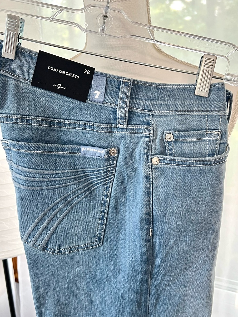 NWT 7 For All Mankind Dojo Tailorless Flare Jeans Color Marrakech Wash Size 28 - Picture 11 of 16